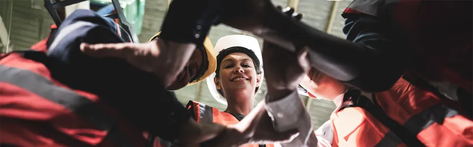 construction workers meeting on a job site